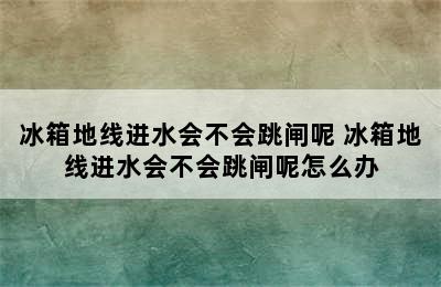 冰箱地线进水会不会跳闸呢 冰箱地线进水会不会跳闸呢怎么办